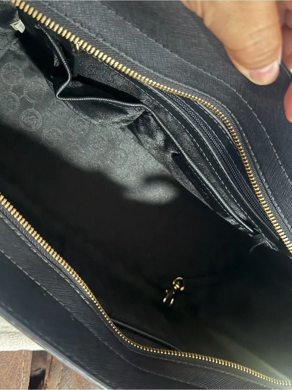 Michael Kors Black Saffiano Leather Satchel with Gold Hardware